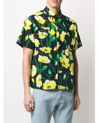 Chemise à manches courtes à fleurs noire MSGM