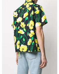 Chemise à manches courtes à fleurs noire MSGM