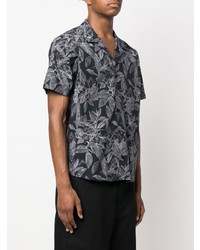 Chemise à manches courtes à fleurs noire Karl Lagerfeld