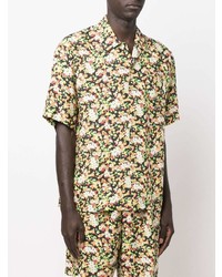 Chemise à manches courtes à fleurs noire Marni