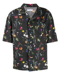 Chemise à manches courtes à fleurs noire Ih Nom Uh Nit