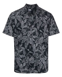 Chemise à manches courtes à fleurs noire Karl Lagerfeld