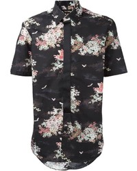 Chemise à manches courtes à fleurs noire Marc Jacobs
