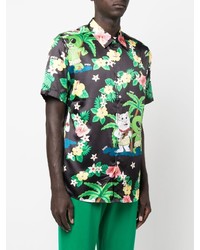 Chemise à manches courtes à fleurs noire RIPNDIP