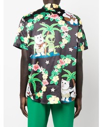 Chemise à manches courtes à fleurs noire RIPNDIP