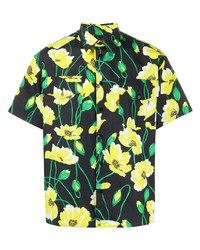 Chemise à manches courtes à fleurs noire MSGM