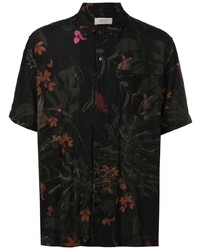 Chemise à manches courtes à fleurs noire OSKLEN