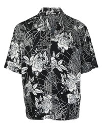 Chemise à manches courtes à fleurs noire Palm Angels