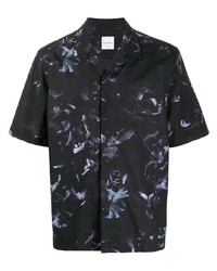 Chemise à manches courtes à fleurs noire Paul Smith