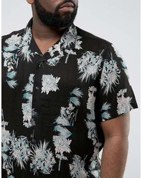 Chemise à manches courtes à fleurs noire Asos