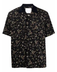 Chemise à manches courtes à fleurs noire Sacai