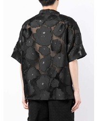 Chemise à manches courtes à fleurs noire 4SDESIGNS