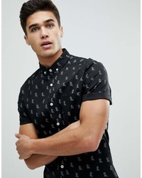 Chemise à manches courtes à fleurs noire Asos