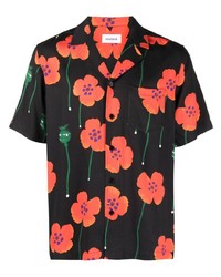 Chemise à manches courtes à fleurs noire Soulland