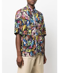 Chemise à manches courtes à fleurs noire Low Brand