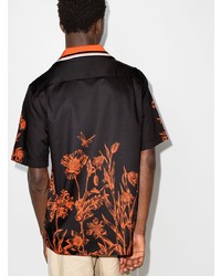 Chemise à manches courtes à fleurs noire Salvatore Ferragamo