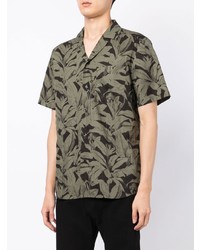 Chemise à manches courtes à fleurs olive Hugo