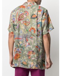 Chemise à manches courtes à fleurs olive Etro