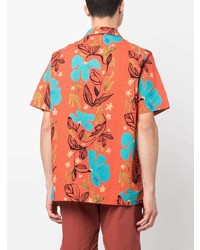 Chemise à manches courtes à fleurs orange PS Paul Smith