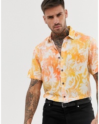 Chemise à manches courtes à fleurs orange ASOS DESIGN