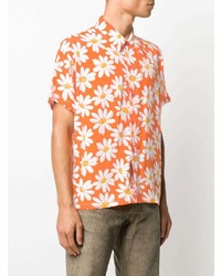 Chemise à manches courtes à fleurs orange ERL