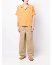 Chemise à manches courtes à fleurs orange Bode