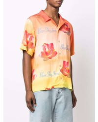 Chemise à manches courtes à fleurs orange BLUE SKY INN
