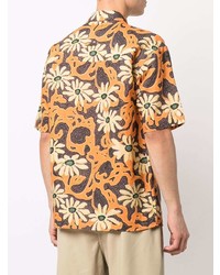 Chemise à manches courtes à fleurs orange Nanushka