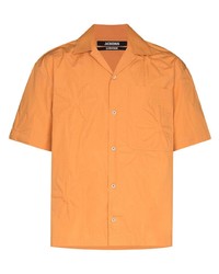 Chemise à manches courtes à fleurs orange Jacquemus