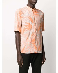 Chemise à manches courtes à fleurs orange Saint Laurent