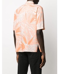 Chemise à manches courtes à fleurs orange Saint Laurent