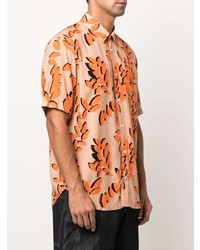 Chemise à manches courtes à fleurs orange Jacquemus
