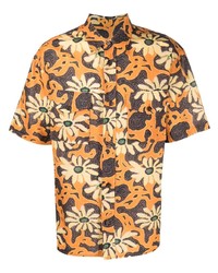 Chemise à manches courtes à fleurs orange Nanushka