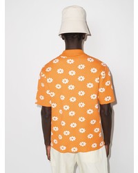 Chemise à manches courtes à fleurs orange Jacquemus