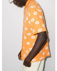 Chemise à manches courtes à fleurs orange Jacquemus