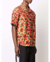 Chemise à manches courtes à fleurs orange Stussy