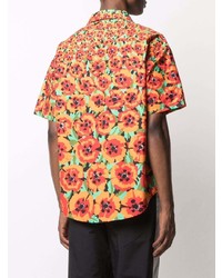 Chemise à manches courtes à fleurs orange Stussy