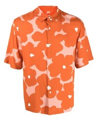 Chemise à manches courtes à fleurs orange Sandro
