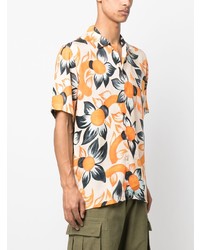 Chemise à manches courtes à fleurs orange Endless Joy