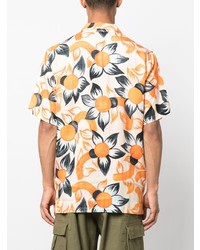 Chemise à manches courtes à fleurs orange Endless Joy