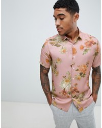 Chemise à manches courtes à fleurs rose ASOS DESIGN