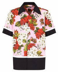 Chemise à manches courtes à fleurs rose Dolce & Gabbana