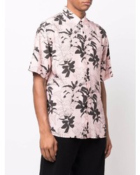 Chemise à manches courtes à fleurs rose Laneus