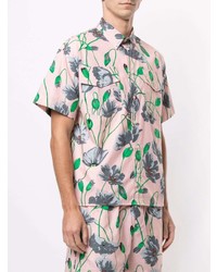 Chemise à manches courtes à fleurs rose MSGM