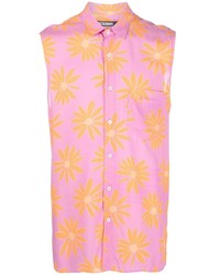 Chemise à manches courtes à fleurs rose Jacquemus