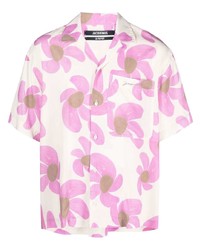Chemise à manches courtes à fleurs rose Jacquemus