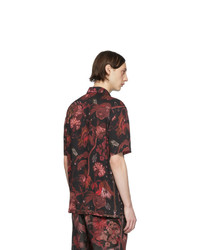 Chemise à manches courtes à fleurs rouge et noir Paul Smith