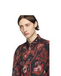 Chemise à manches courtes à fleurs rouge et noir Paul Smith