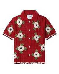 Chemise à manches courtes à fleurs rouge Bode