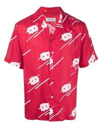 Chemise à manches courtes à fleurs rouge Ernest W. Baker